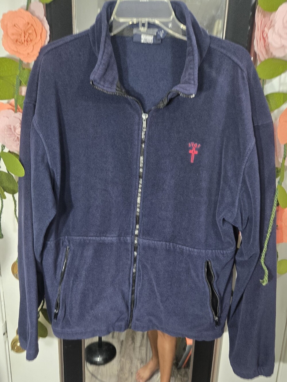 Parker Men's Fleece Zip Up Sweater Sz M Navy Blue